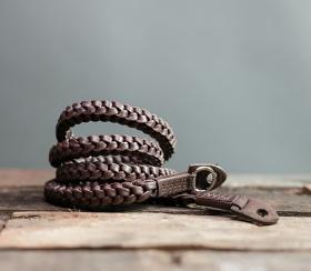 Braided - Leather Camera Strap Brown